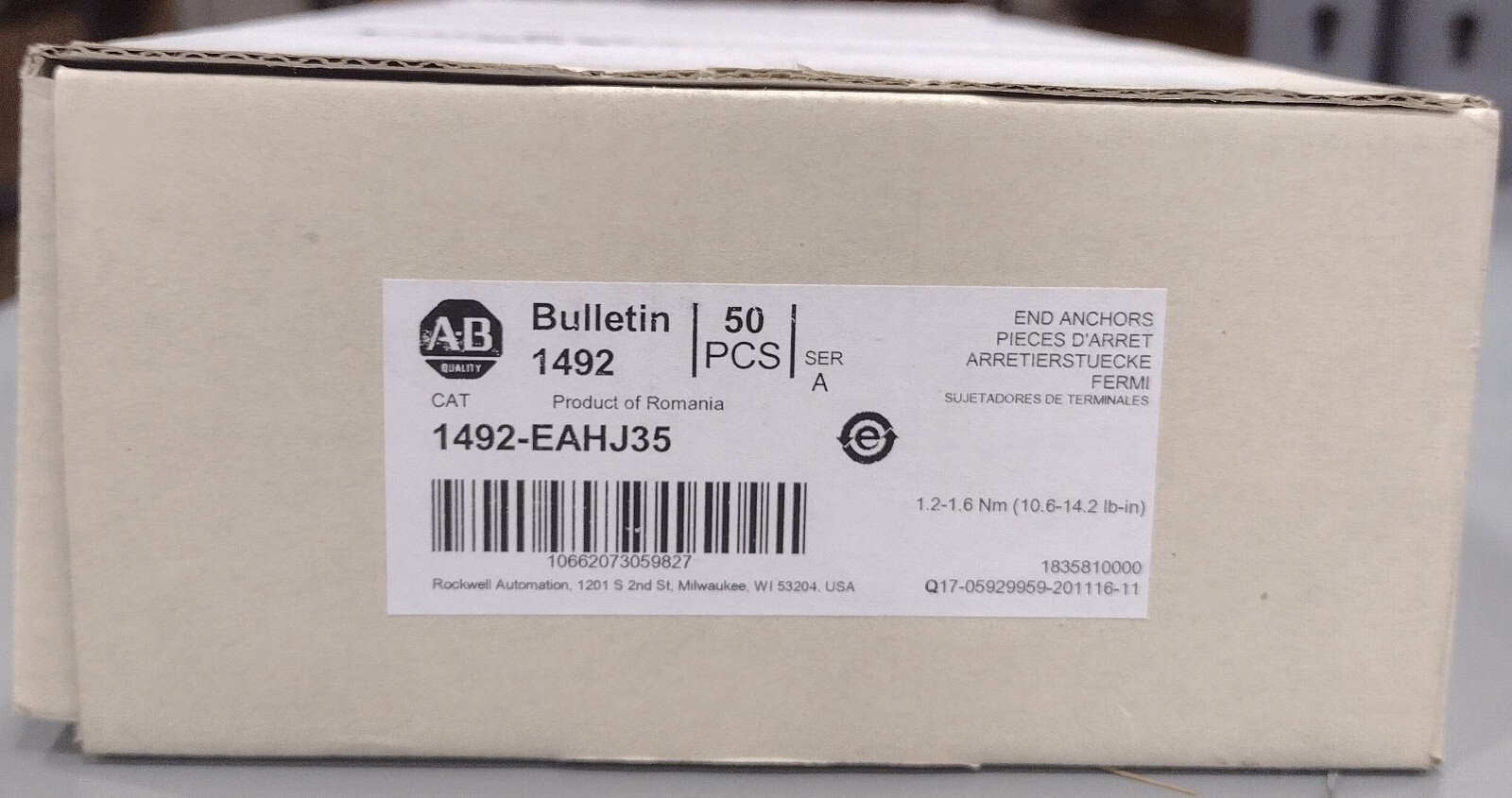 New Allen Bradley 1492-EAHJ35 Terminal Block End Anchor (QTY. 50) Free Shipping