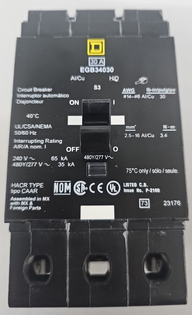NEW SURPLUS Square D EGB34030 30A 3P Bolt-On 480/277V Breaker 35kA@480/277V