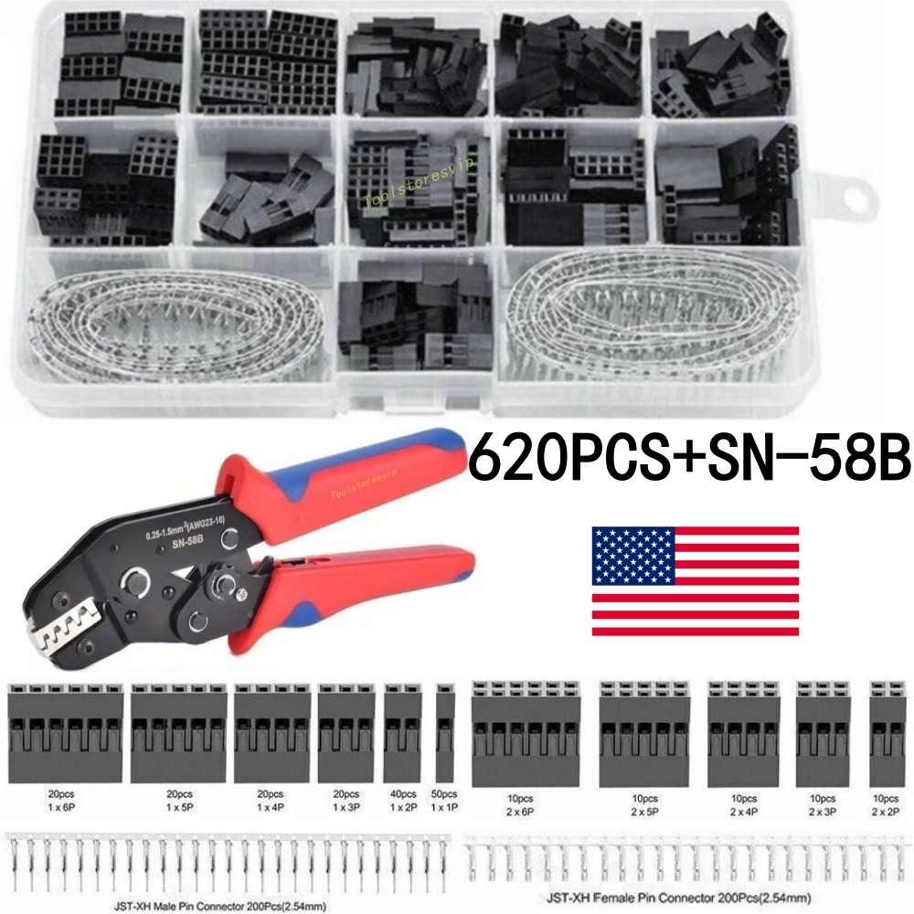 620PCS Pitch Pin Housing Connector Dupont Male Female Crimp 2.54mm Pins Adaptor