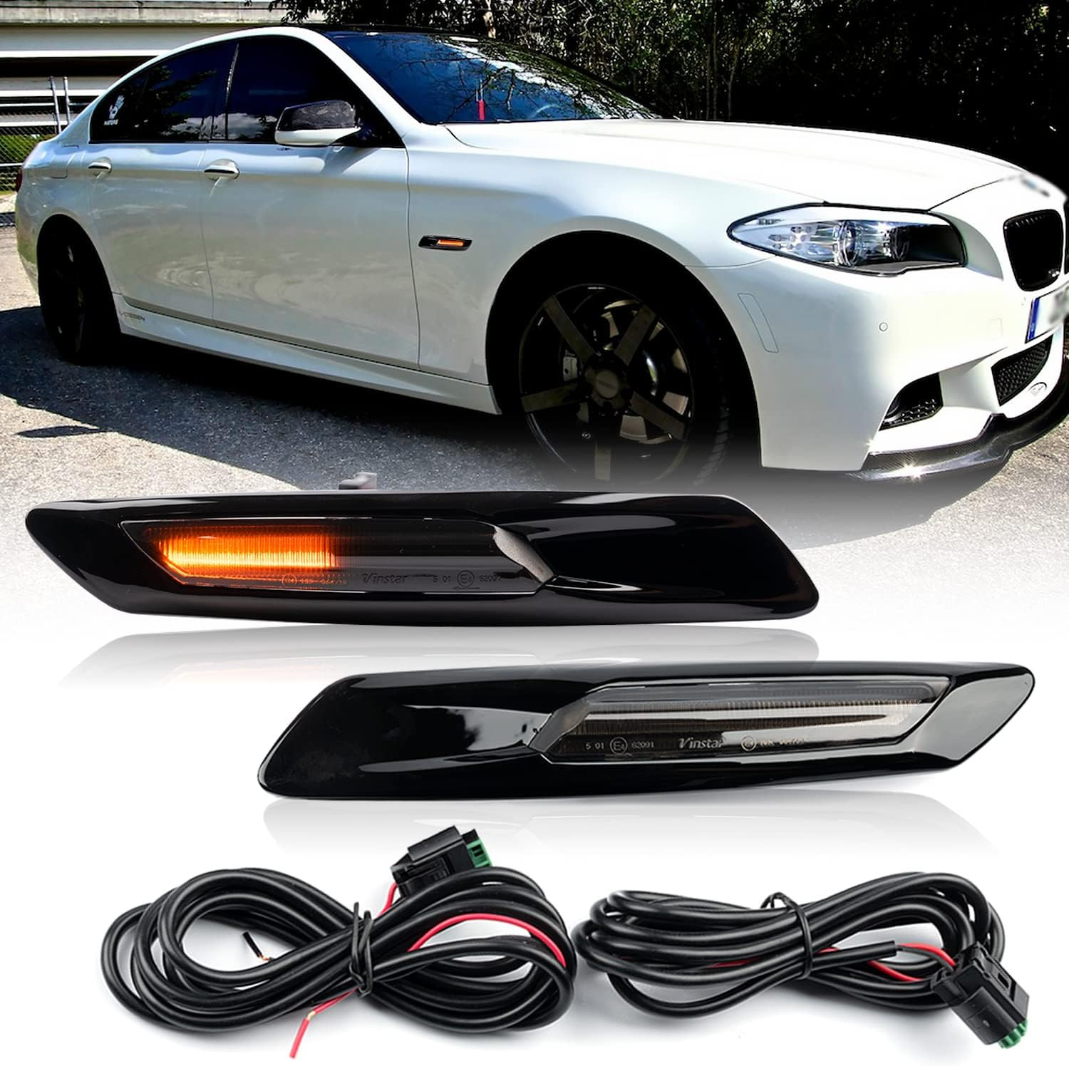 Sequential Amber LED Side Marker Lights Compatible W/B’Mw 5 Series F10 LCI 528I