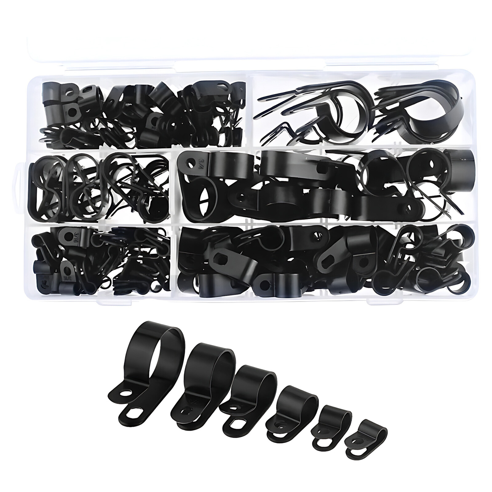 Black Nylon Plastic P Clips – Fasteners for Conduit, Cable, Tubing & Sleeving CC
