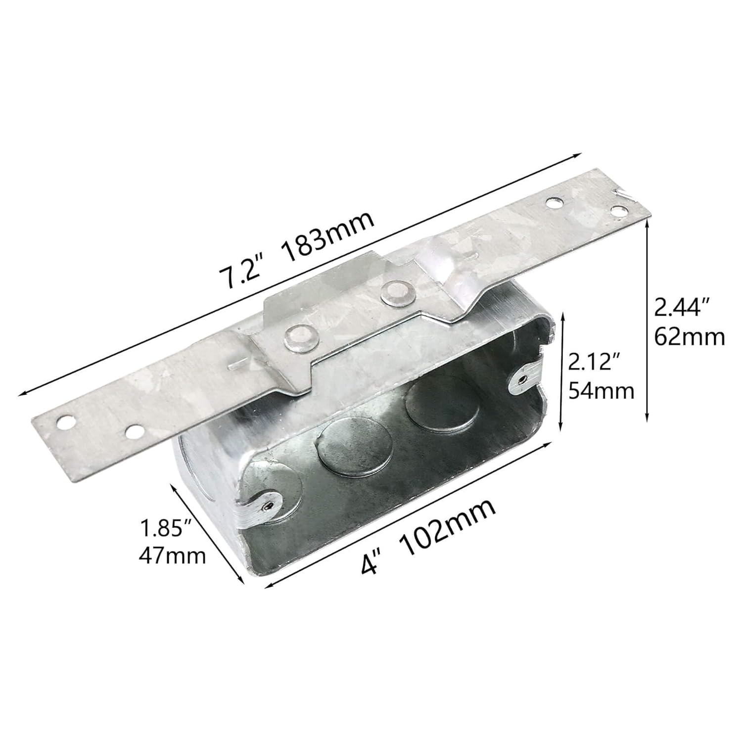 8 Packs 4 X 2 Inch Metal Electrical Box with Bracket, 1/2 Inch End Knockouts Ele