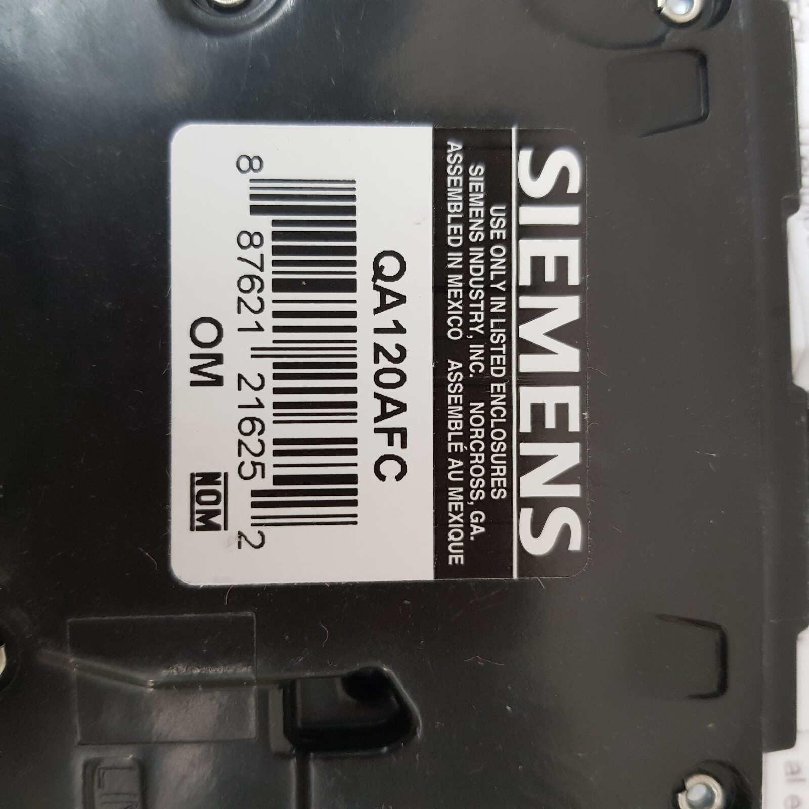 Siemens QA120AFC 20-Amp Single Pole 120-Volt Plug-On AFCI Breaker Free Shipping
