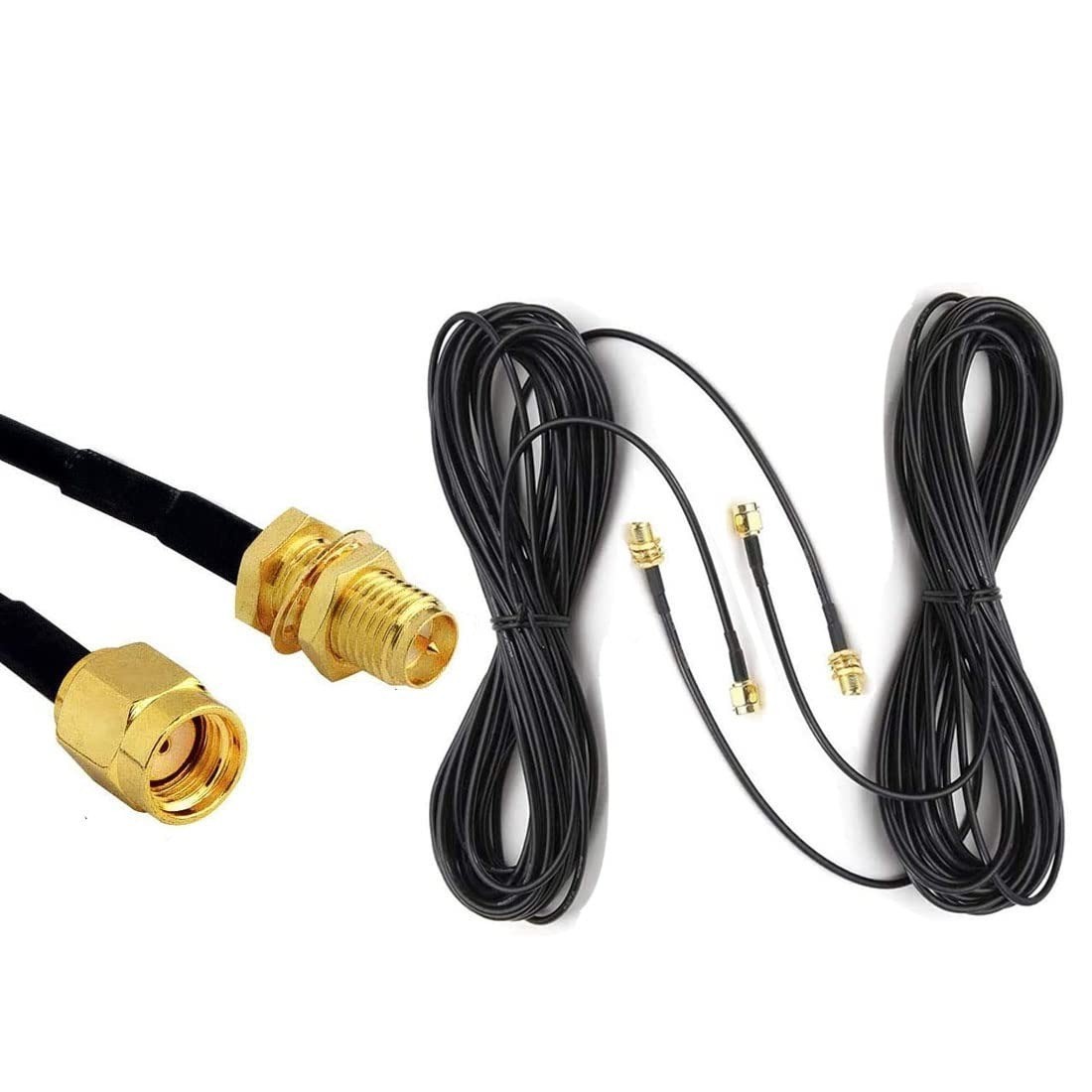 16ft RG174 RP SMA Male to Female WiFi Antenna Cable 2 Pack 50 Ohm