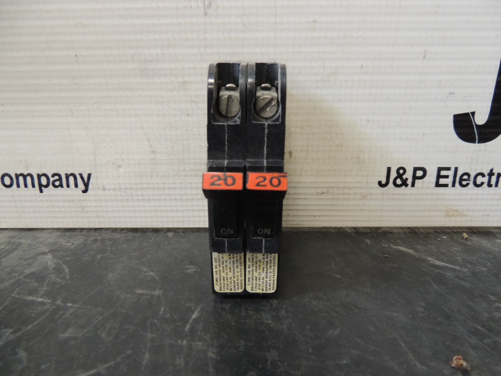 LOT OF (2) NC120 FPE 20 Amp 1 Pole Stab-Lok “Thin” Federal Pacific Breakers RED