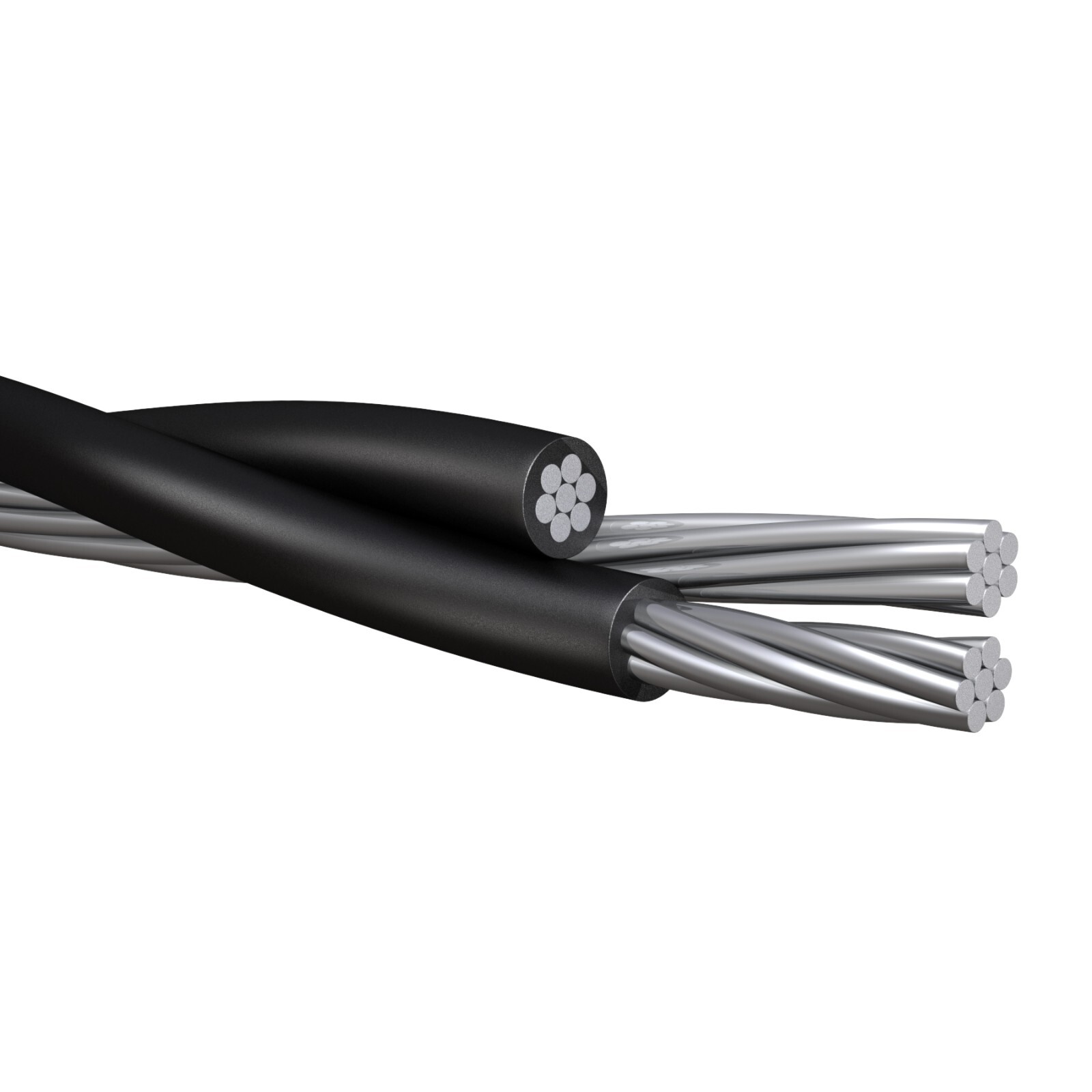 250′ Conch 2-2-2 Triplex Aluminum Overhead Service Drop Cable 600V
