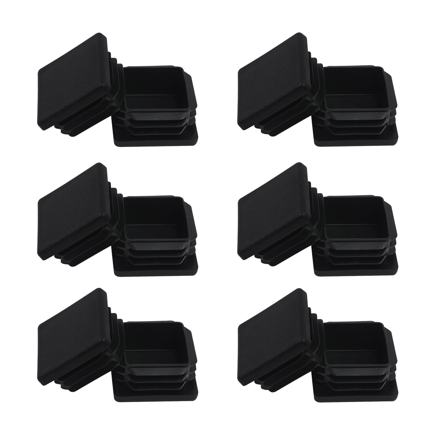 1 1/4 1.25 inch Square Tube End Cap Plastic Plugs 12 Pack,1 Black