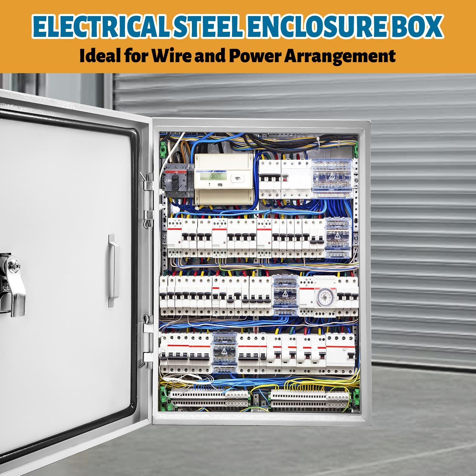 NEMA 4X Waterproof Steel Electrical Box 24x16x12″ Lockable Junction Enclosure