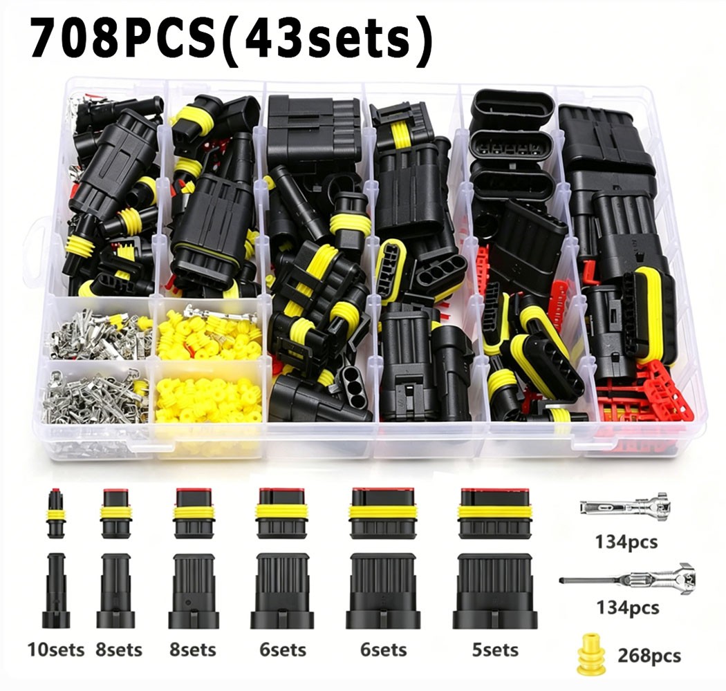 708Pcs Waterproof Wire Connector Assortment Kit for Automotive Electrical Repair