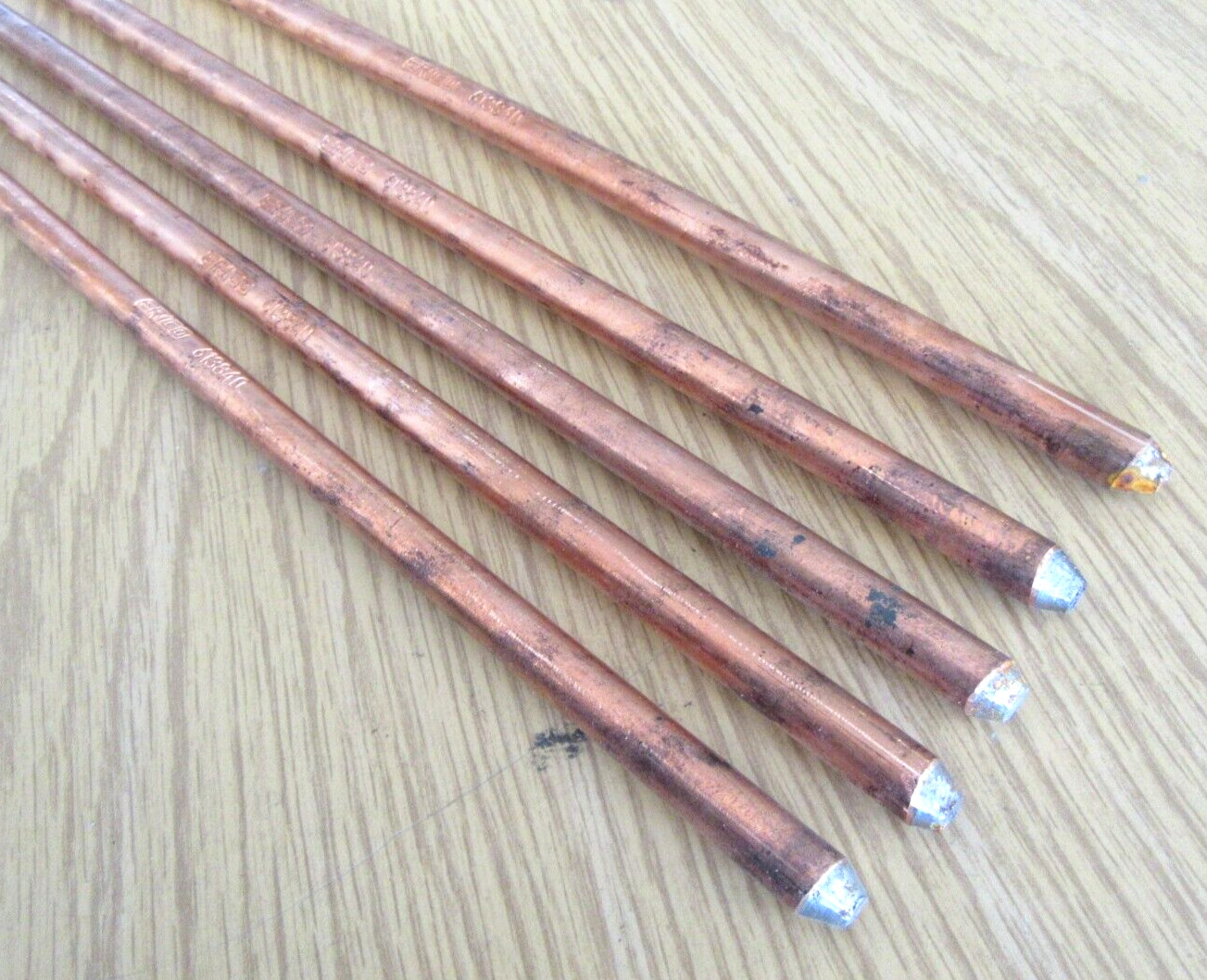 (FIVE) Nvent Erico 613840 3/8″ X 4′ Ground Rods Copper Coated 10 mil