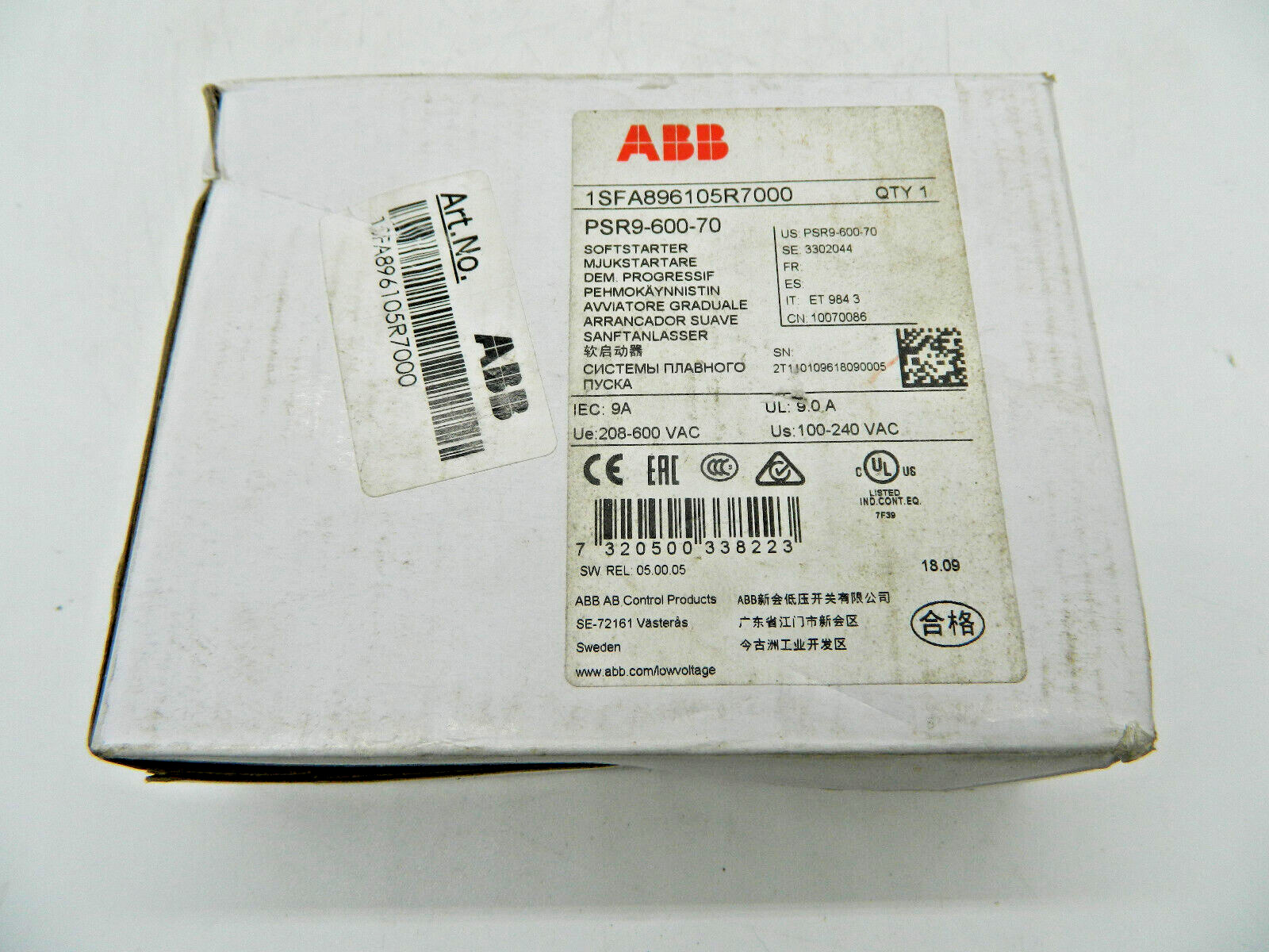 ABB PSR9-600-70 1SFA896105R7000 Sanftstarter Motorleistung bei 230 V 4 kW 100 V