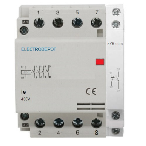 LED Lighting Contactor NO 40A, 4 Pole 110V 120V coil, 30A, 50A Silent, Aux NO/NC