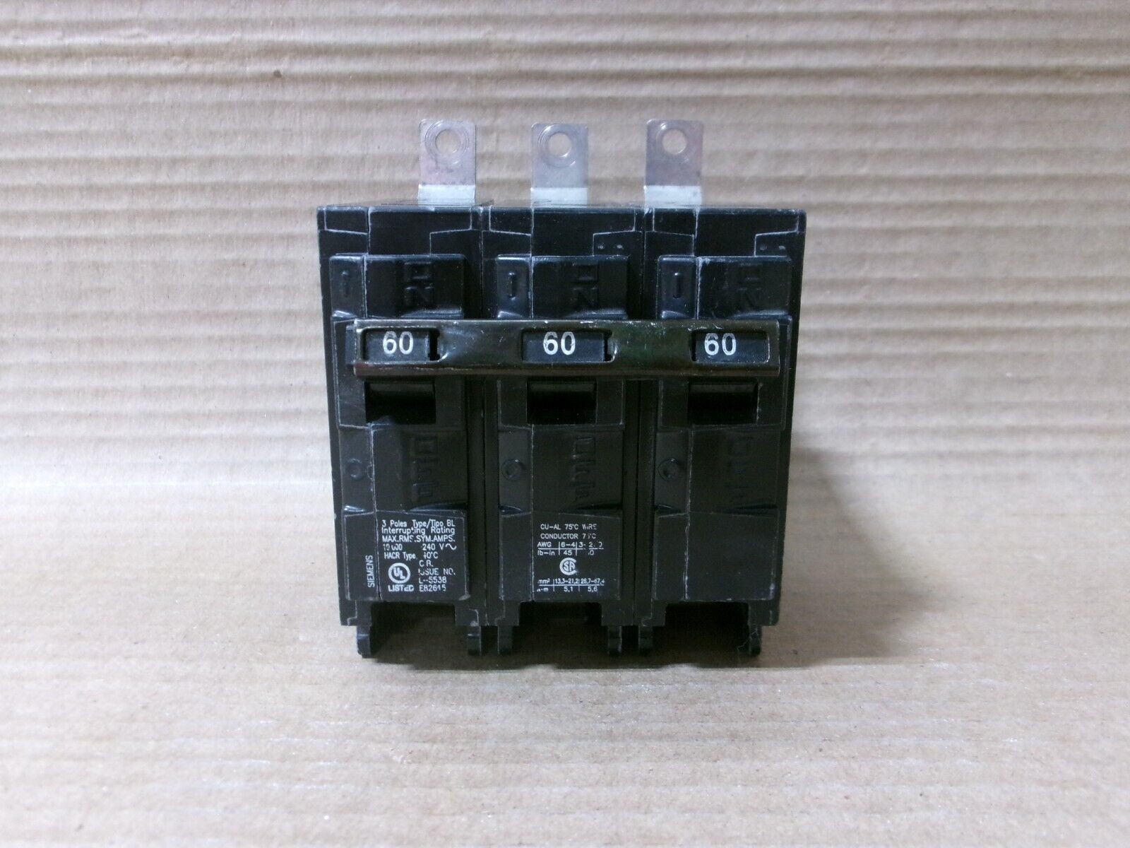 NEW Siemens B360 3 Pole 60 Amp 240V Circuit Breaker Silk Screen NTO Flaw #33