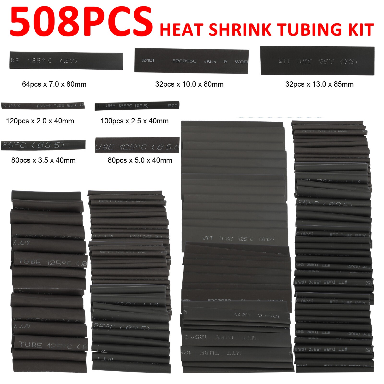 508Pcs Heat Shrink Tubing Insulation Shrinkable Tube 3:1 Wire Cable Sleeve Kit