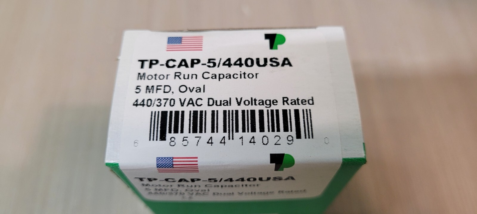 Tradepro Single Oval Run Capacitor 5 MFD 50/60hz 440/370 VAC DUAL VOLTAGE RATED