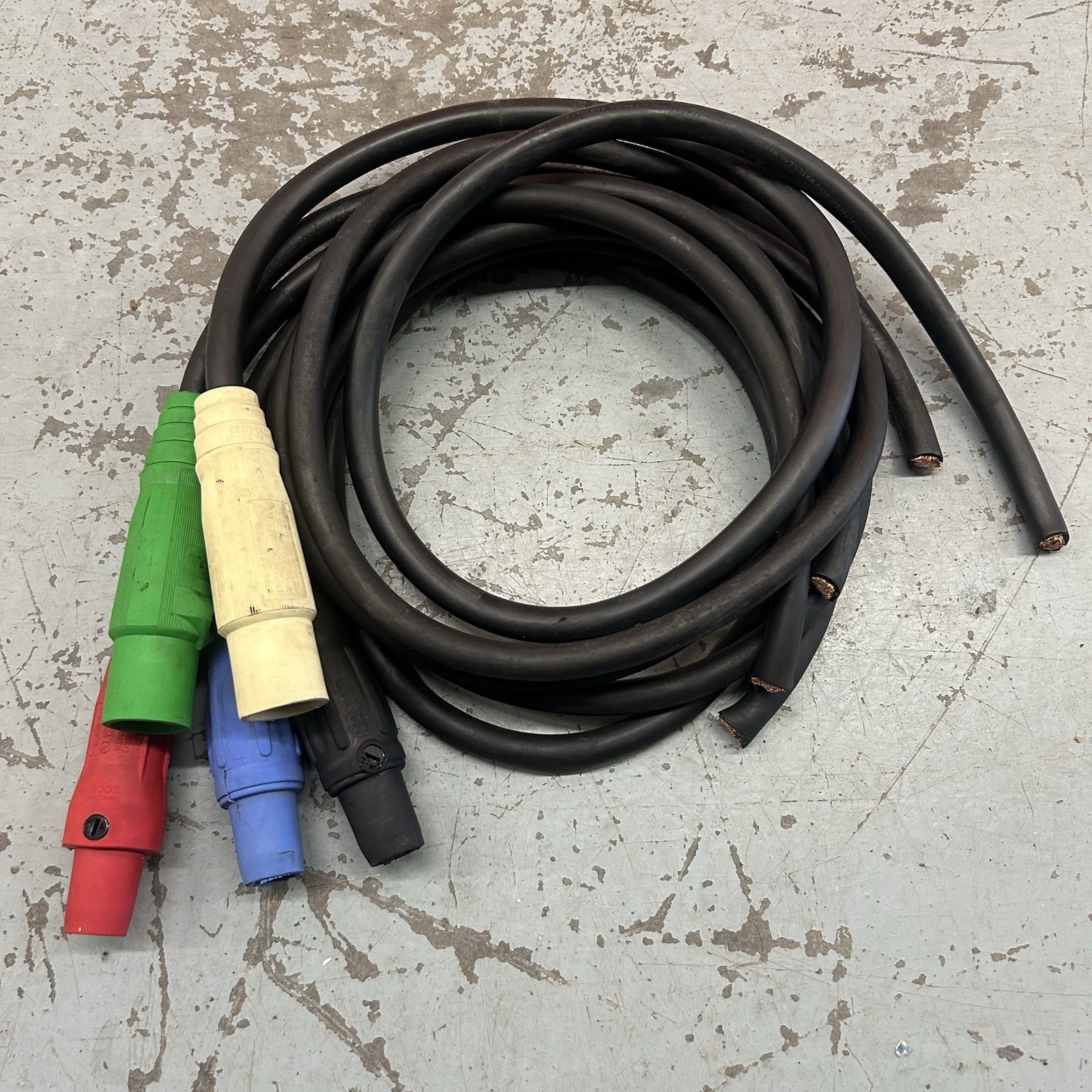 Cam Lock 2/0 Bare End Tail To Male Hubbell 600V 5ft Power Generator Cable MMFFF