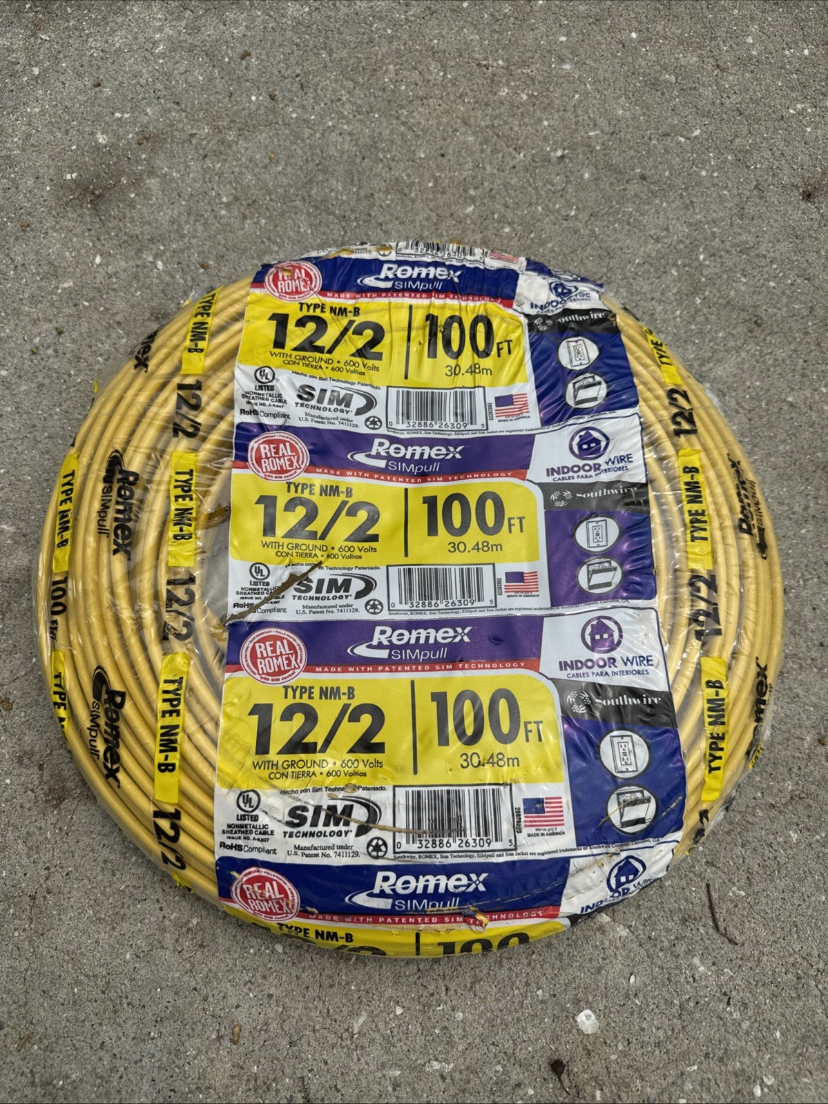 Southwire Romex Simpull 12/2 NM-B Wire w/ Ground 100 Ft Coil