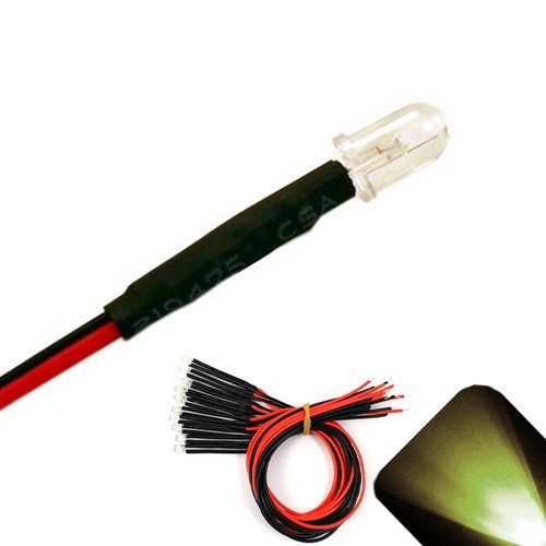 100 x Pre wired 12v 5mm Warm Soft White LEDs Prewired 12 volt LED PC 13v 14v 15v