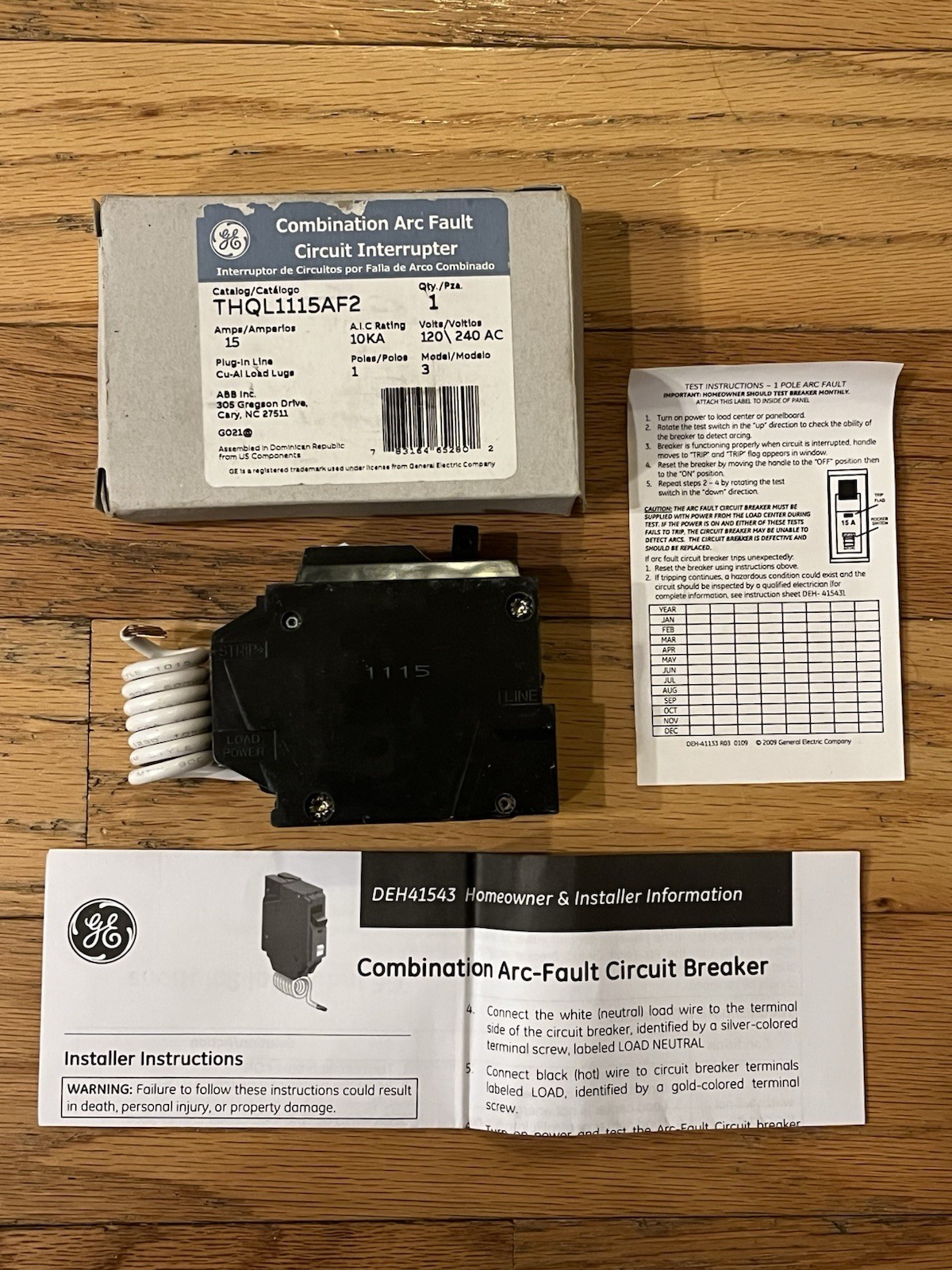 GE Q-Line THQL 15-Amp 1-Pole Combination Arc Fault Circuit Breaker THQL1115AFP2