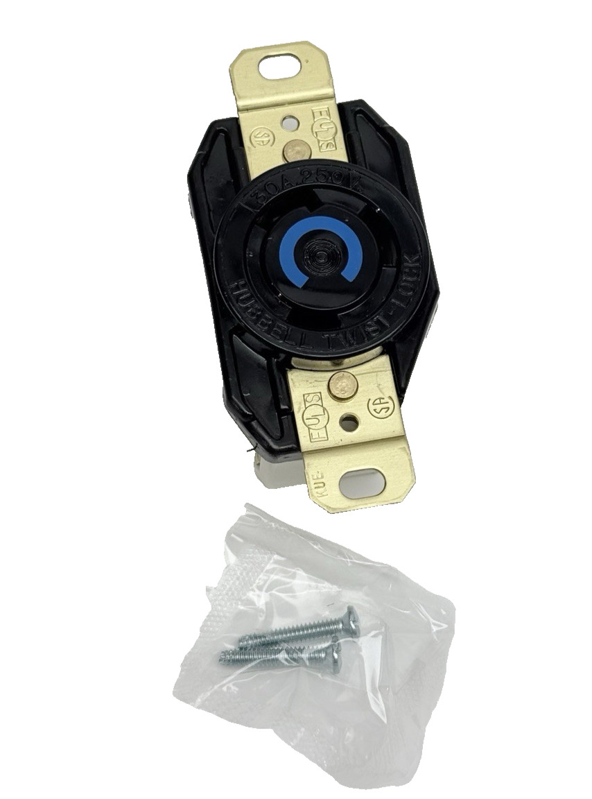 HBL2620 HUBBELL, RECEPTACLE TWIST-LOCK, 30A, 2POLE, FLUSH MOUNT, SCREW TERMINALS