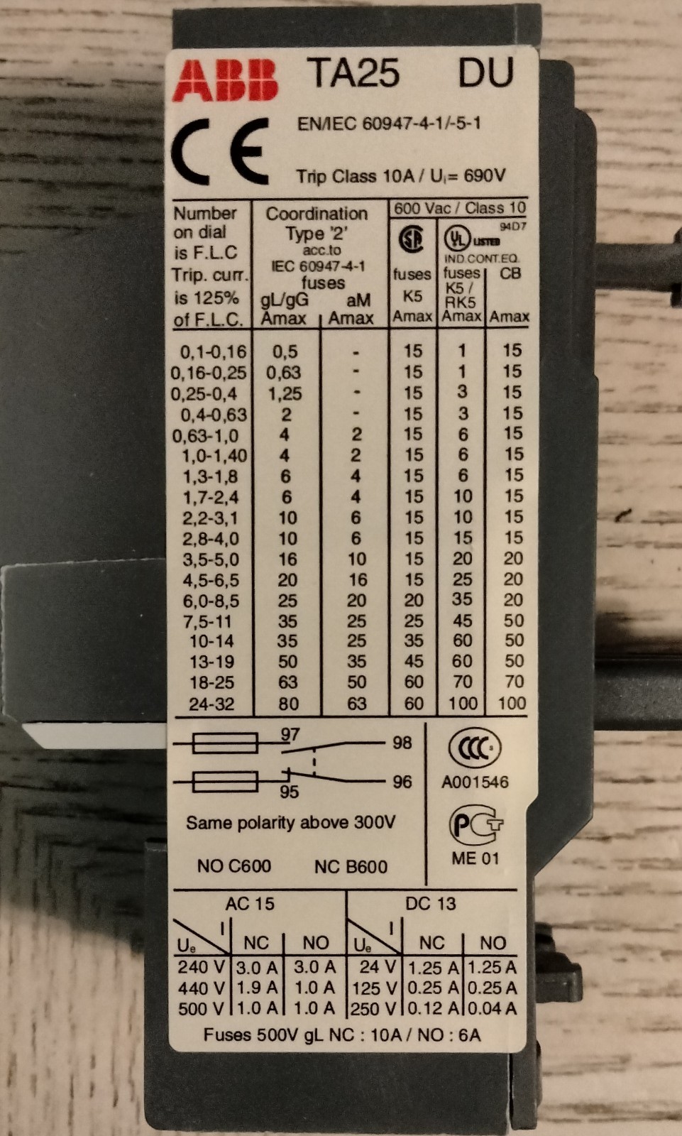 ABB Overload Relay TA25DU2.4