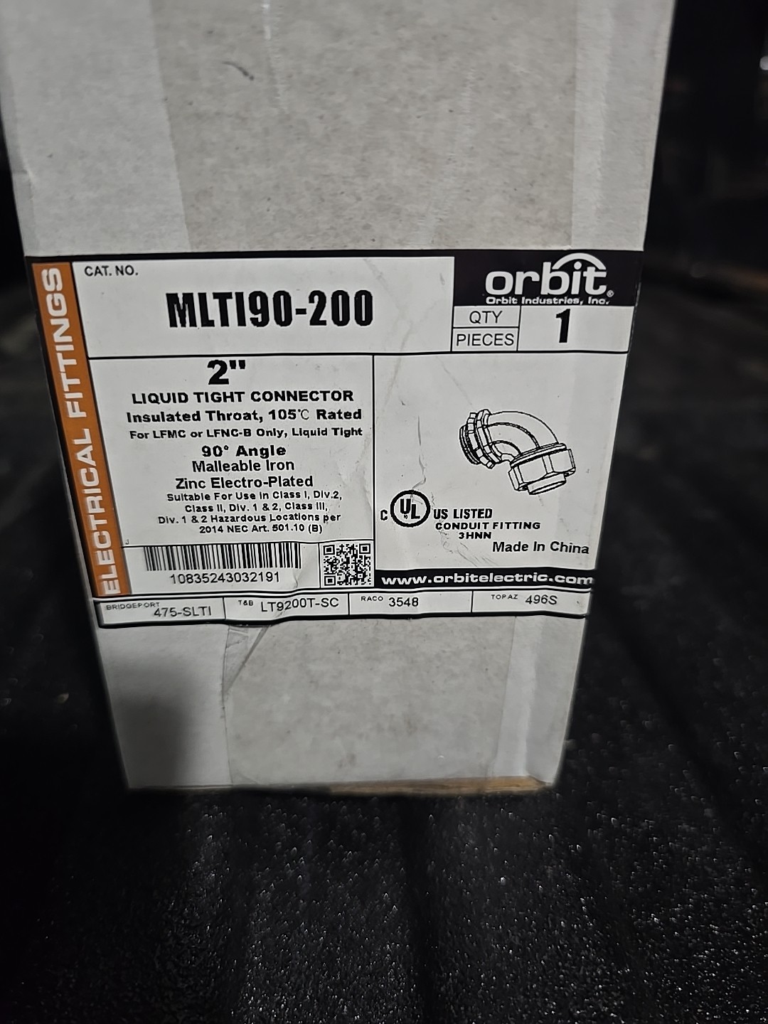 Orbit – MLTI90-200 – 2″ LIQUID TIGHT CONNECTOR – 90 DEGREE