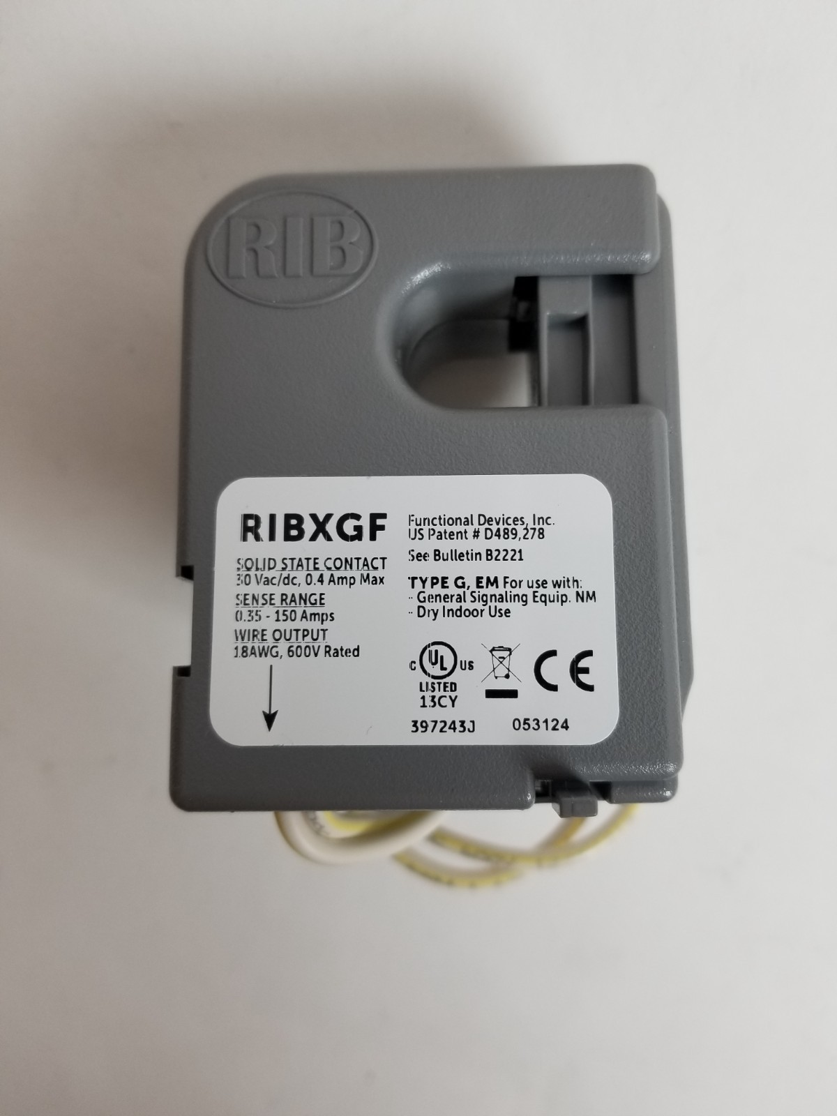 RIB RIBXGF Current Sensing Relay Solid State Contact 150A SPST 18AWG 600V NEW