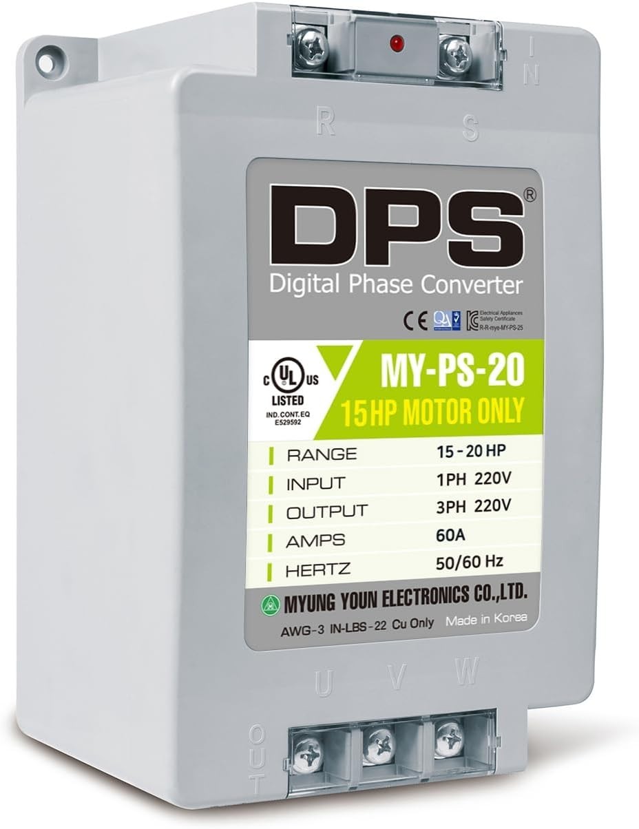 Single to 3 Phase Converter, Use 15HP(11kW) 45A Motor 200V-240V Only, MY-PS-20