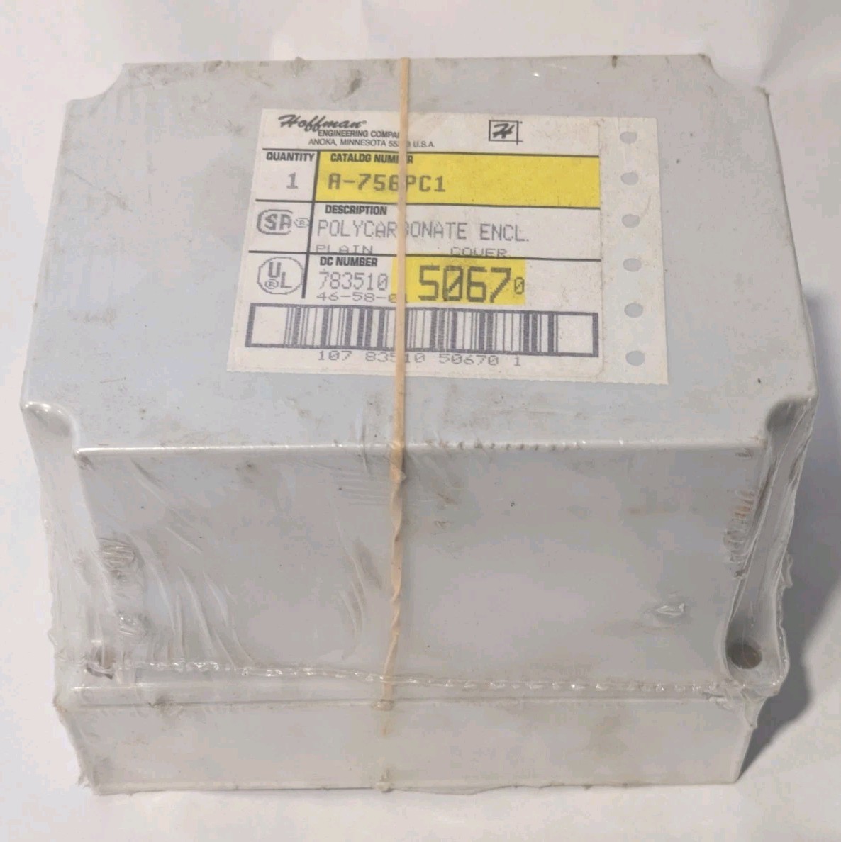 Hoffman A-756PC1 Polycarbonate Enclosure Gray Plain Cover NOS 7.4 x 5.11 x 4.5