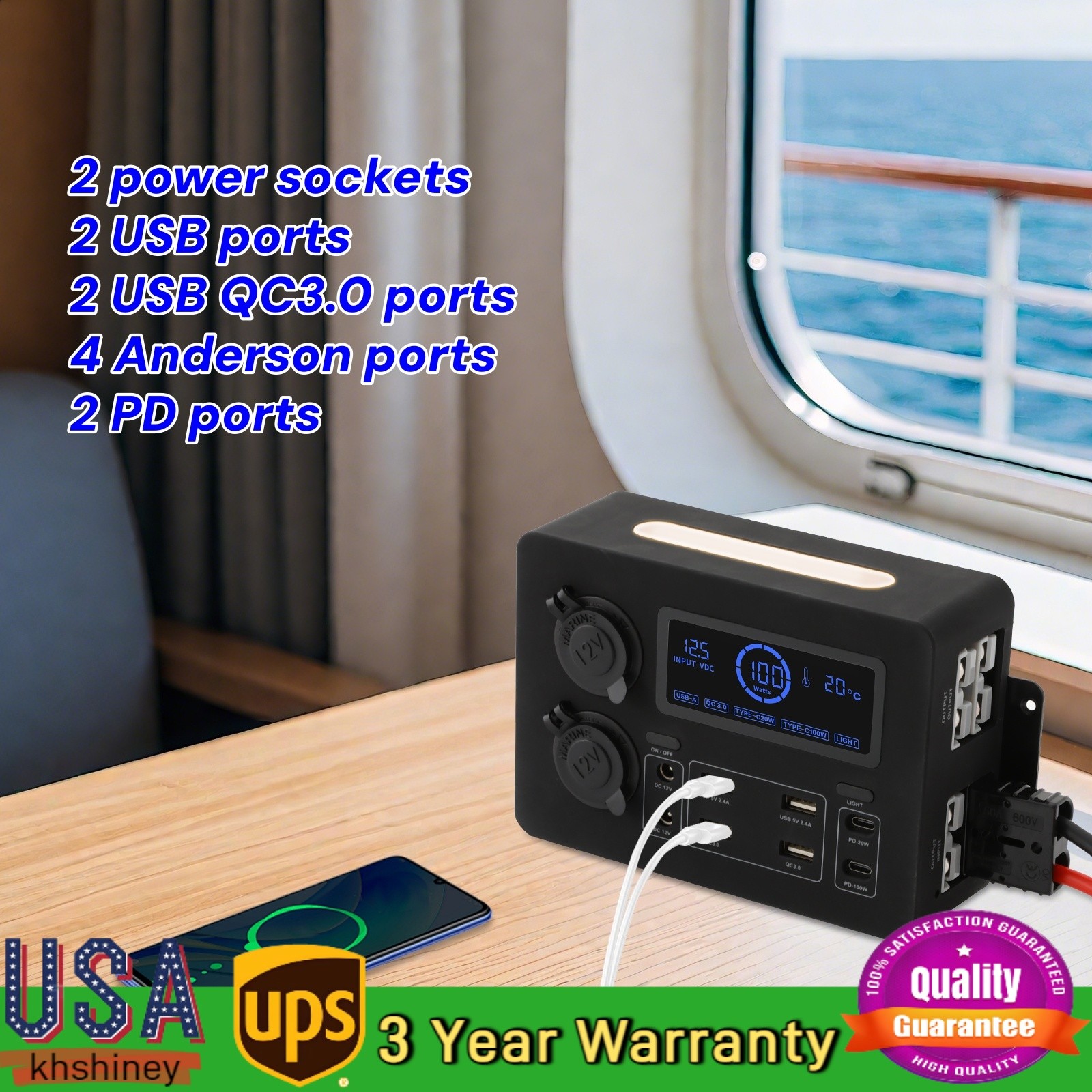DC12V Multi-functional Power Box RV Mini Power Distribution Box Yachts Power Box