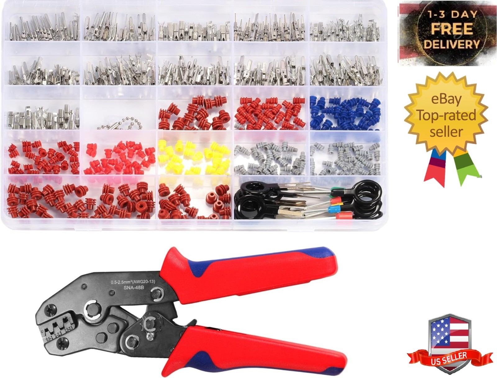 26 Types Automotive Connector Kit With Wire Crimping Tool, 1/1.5/1.8/2.2/2.8/…