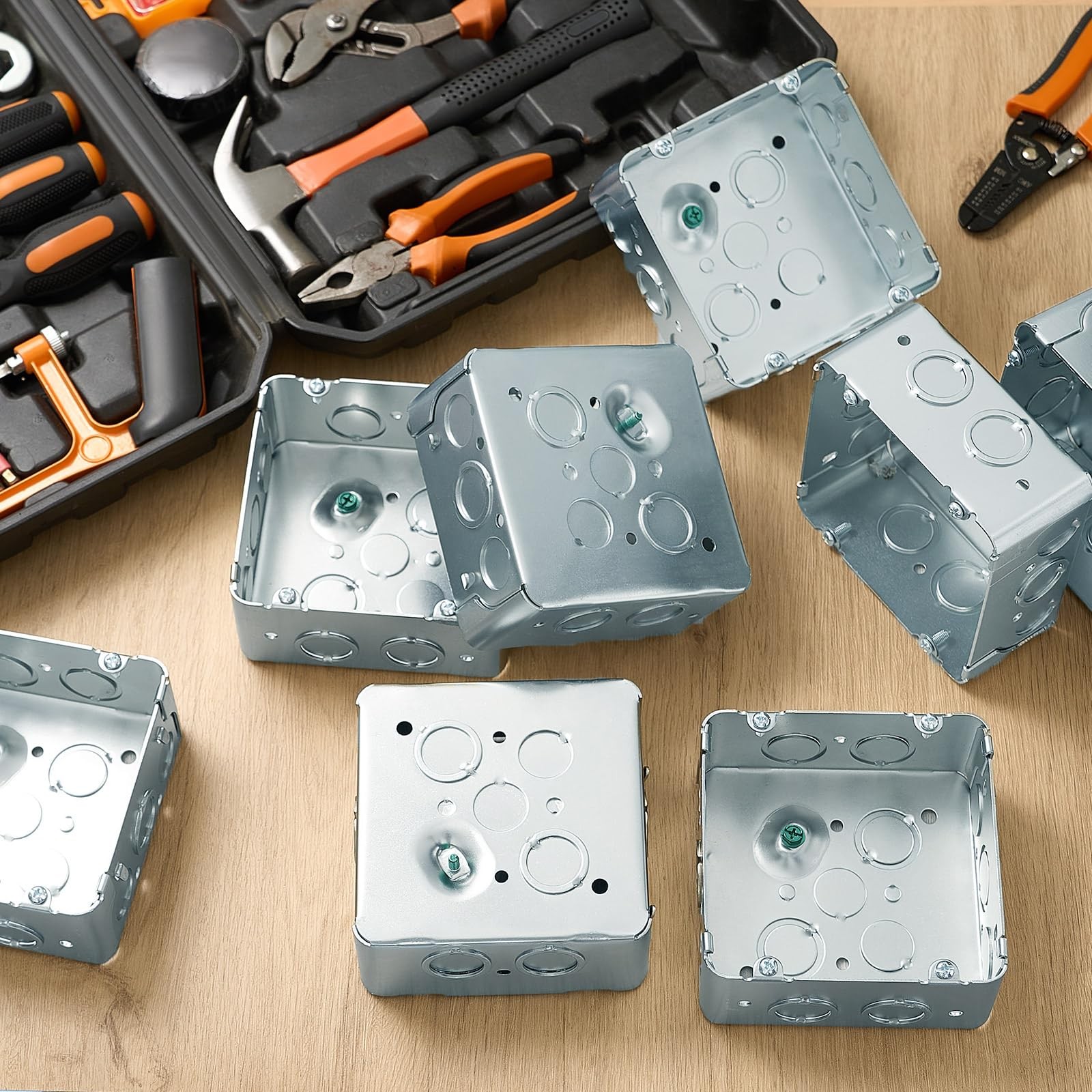2 PCS Silver Galvanized Steel Deep Square Metal Electrical Junction Box Size