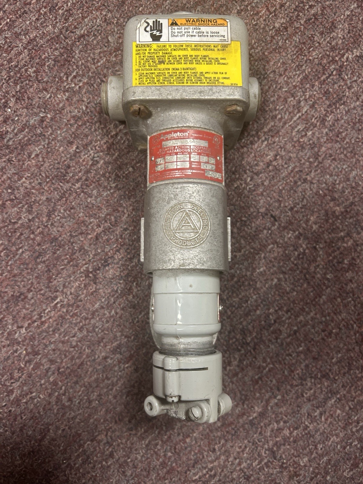 Appleton Electric Company Plug For Hazardous Locations Class 1 Group CD CPH3034B