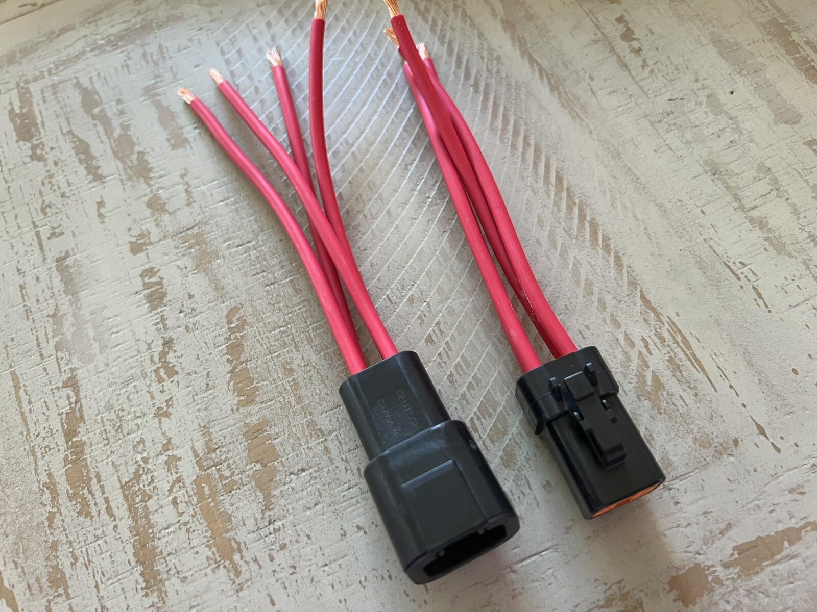 10 AWG Black Assembled Deutsch DTP 4 Pin waterproof connector 6″ wire All Red