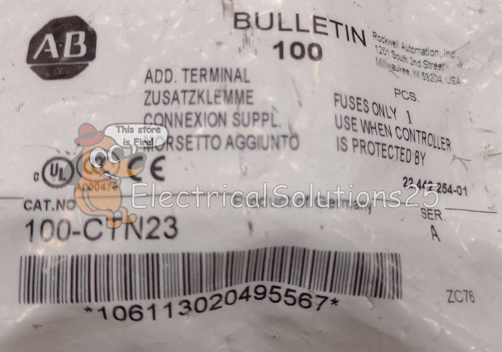 New Allen Bradley 100-CTN23 3-Pole 40A Line Side Terminal Kit – Free Shipping