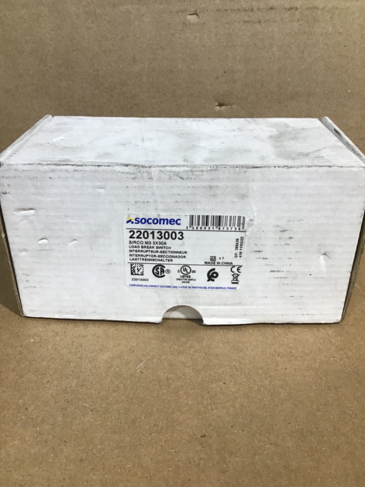 SOCOMEC 22013003 NON FUSIBLE ROTARY DISCONNECT SWITCH NEW IN BOX