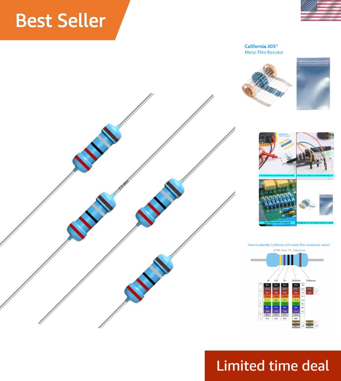 Durable 2.2 Ohm 1/2 Watt Resistors Pack of 100 – Moisture-Proof & Compliant
