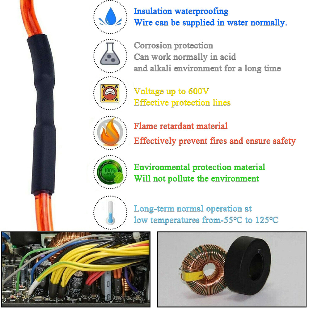 New 3:1 Heat Shrink Tube – 1/2″ Dual Wall Marine Adhesive Glue Lined Waterproof