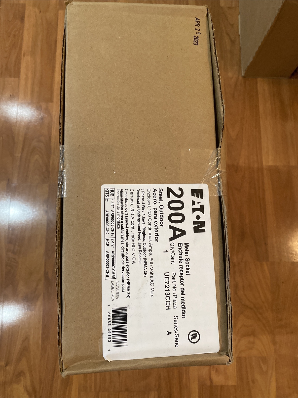 Eaton200-Amp 3-phase 7-Jaw Ringless Bypass Meter Socket Can UE7213CCH Milbank