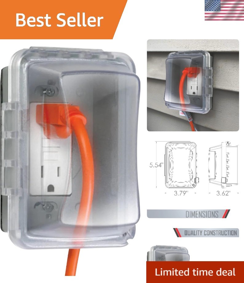 1-Gang Weatherproof In-Use Outlet Cover, Clear, 3.75-Inch Deep, Easy Install