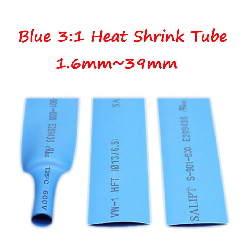 1.6mm~39mm Blue 3:1 Heat Shrink Tube Adhesive Glue Lined Heatshrink Sleeving