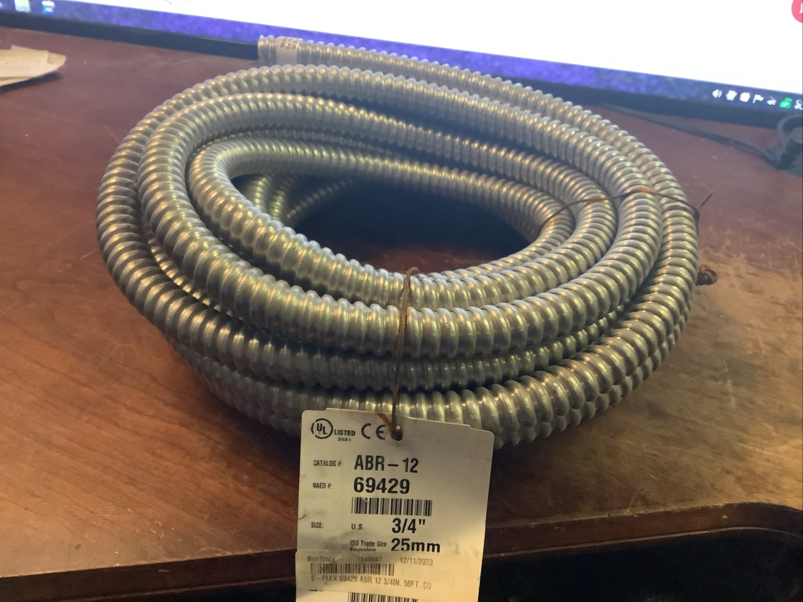 Electri-Flex ABR-12 50ft Flexible Metal Conduit 3/4” Alum Flex Coil (new)