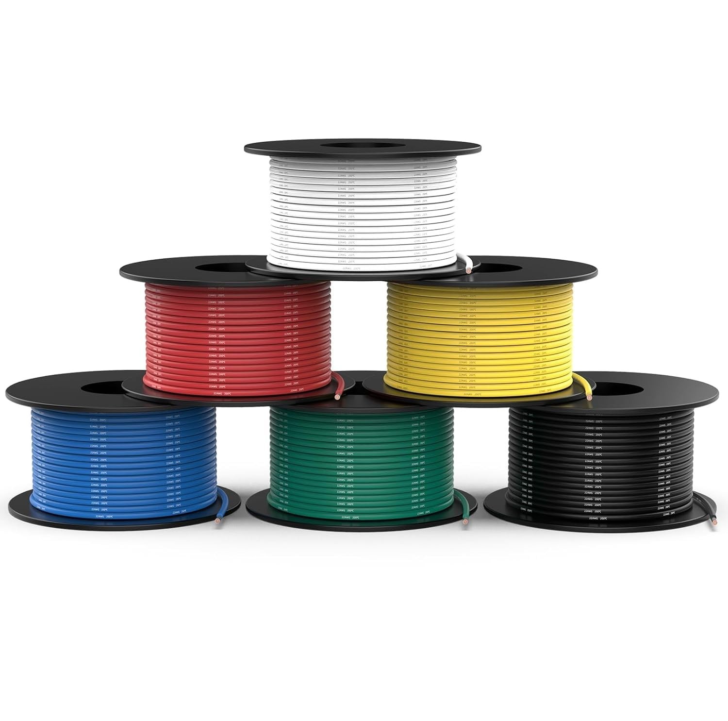 22 Gauge 600ft Wire Kit – 10 AWG Silicone Tinned Copper Cable, 6 Colors, DIY/Aut