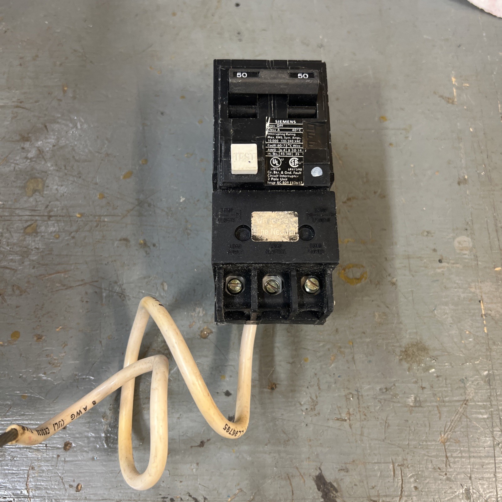 Siemens QF250 2 Pole GFI 50 Amp Circuit Breaker QPF250, QF250A