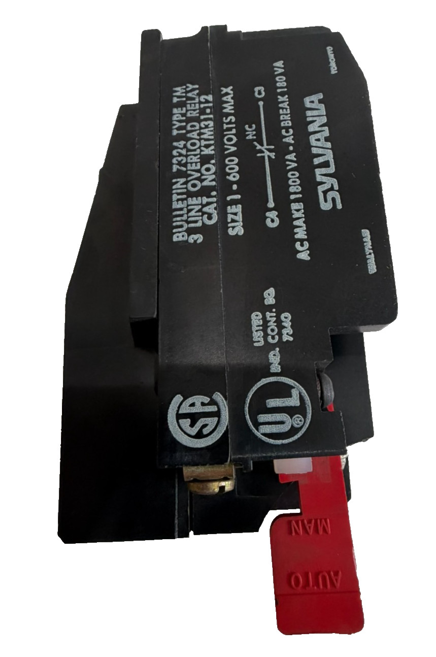 NEW SYLVANIA KTM31-12 OVERLOAD RELAY SIZE 1 600V TYPE 7324 TM3 KTM3112