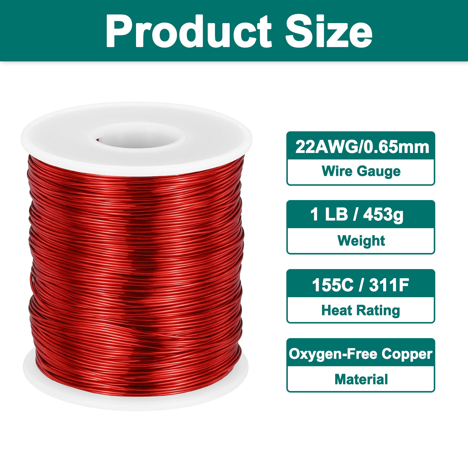 22 AWG Magnet Wire 22 Gauge Enameled Copper 1 Lb Magnetic Coil Wire 155C(311F)