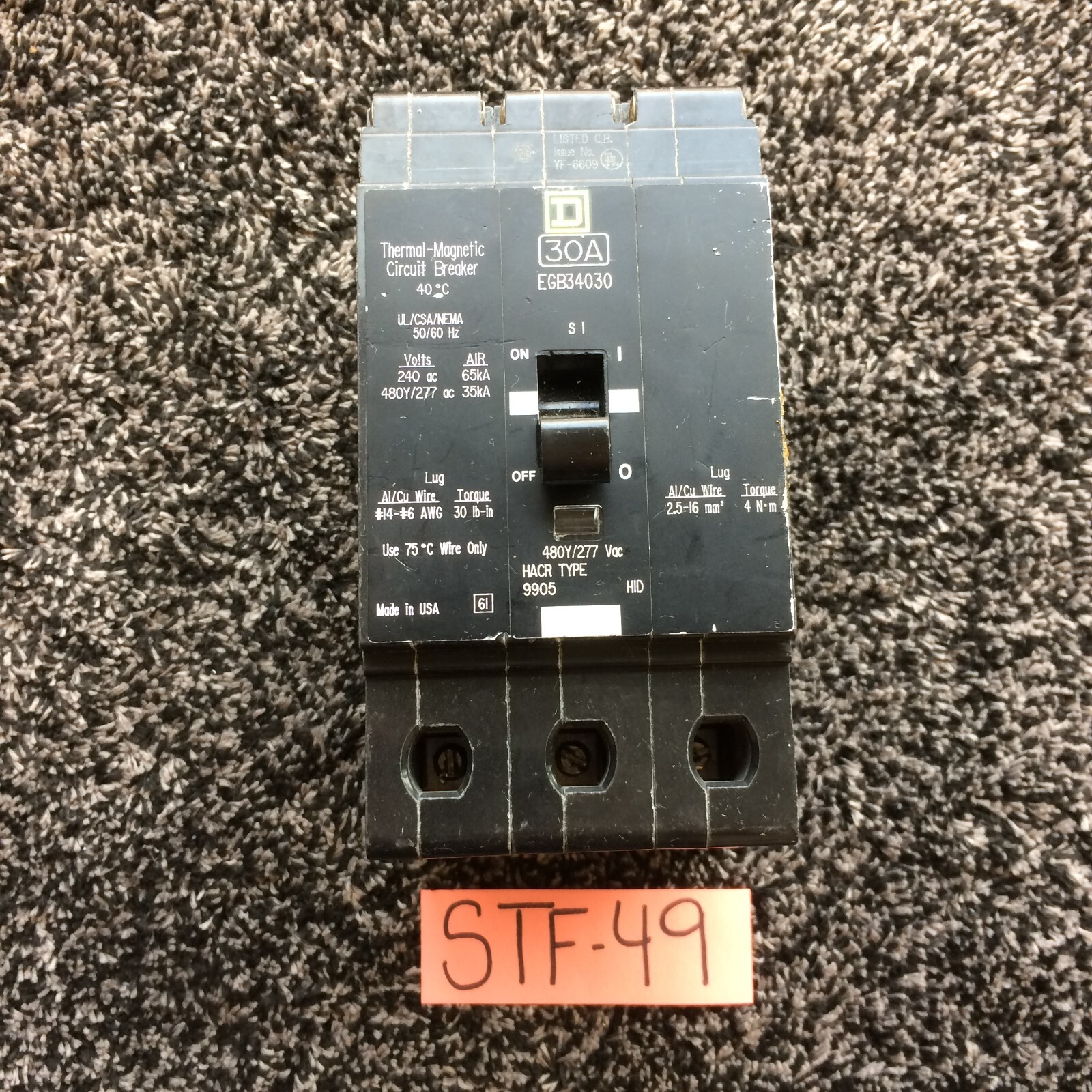 Square D EGB34030 30 Amp 480/277V 3 Pole Circuit Breaker *SHIPS SAME DAY*
