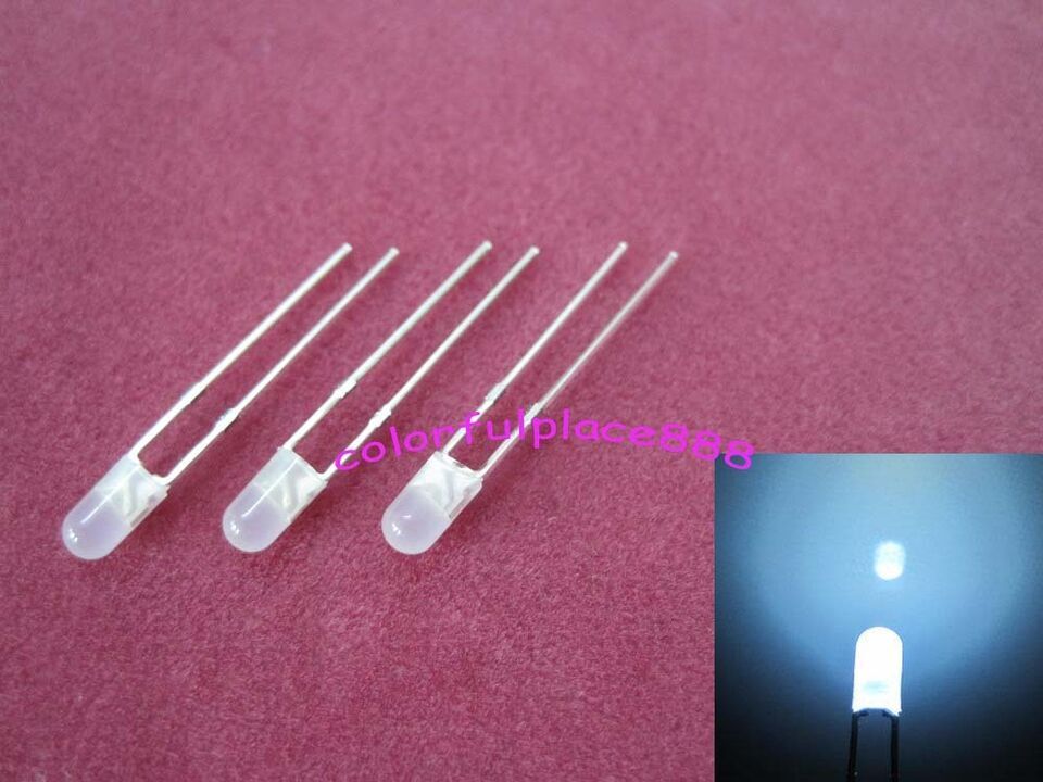 3mm Flangeless Red Yellow Blue Green White Orange Warm White Diffused Round LED