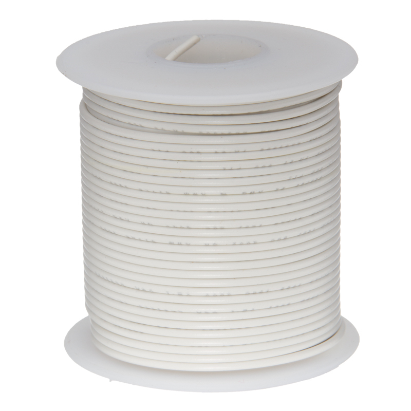 26 AWG Gauge Stranded Hook Up Wire White 100 ft 0.0190″ UL1007 300 Volts