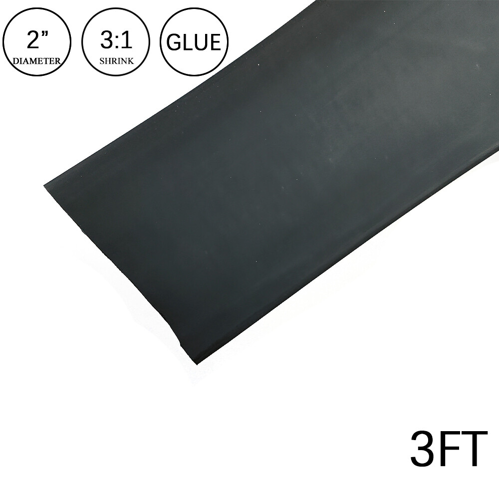 3:1 Heat Shrink Tube – 2″ Black Dual Wall Marine Adhesive Glue Lined Waterproof